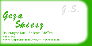 geza spiesz business card